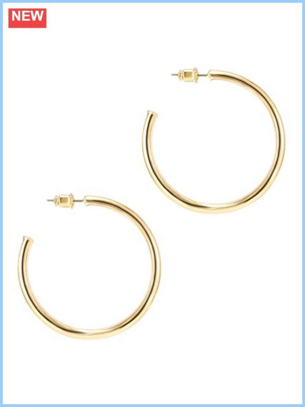 14K Gold Plated Hoop Earrings 45mm Lightweight Loop